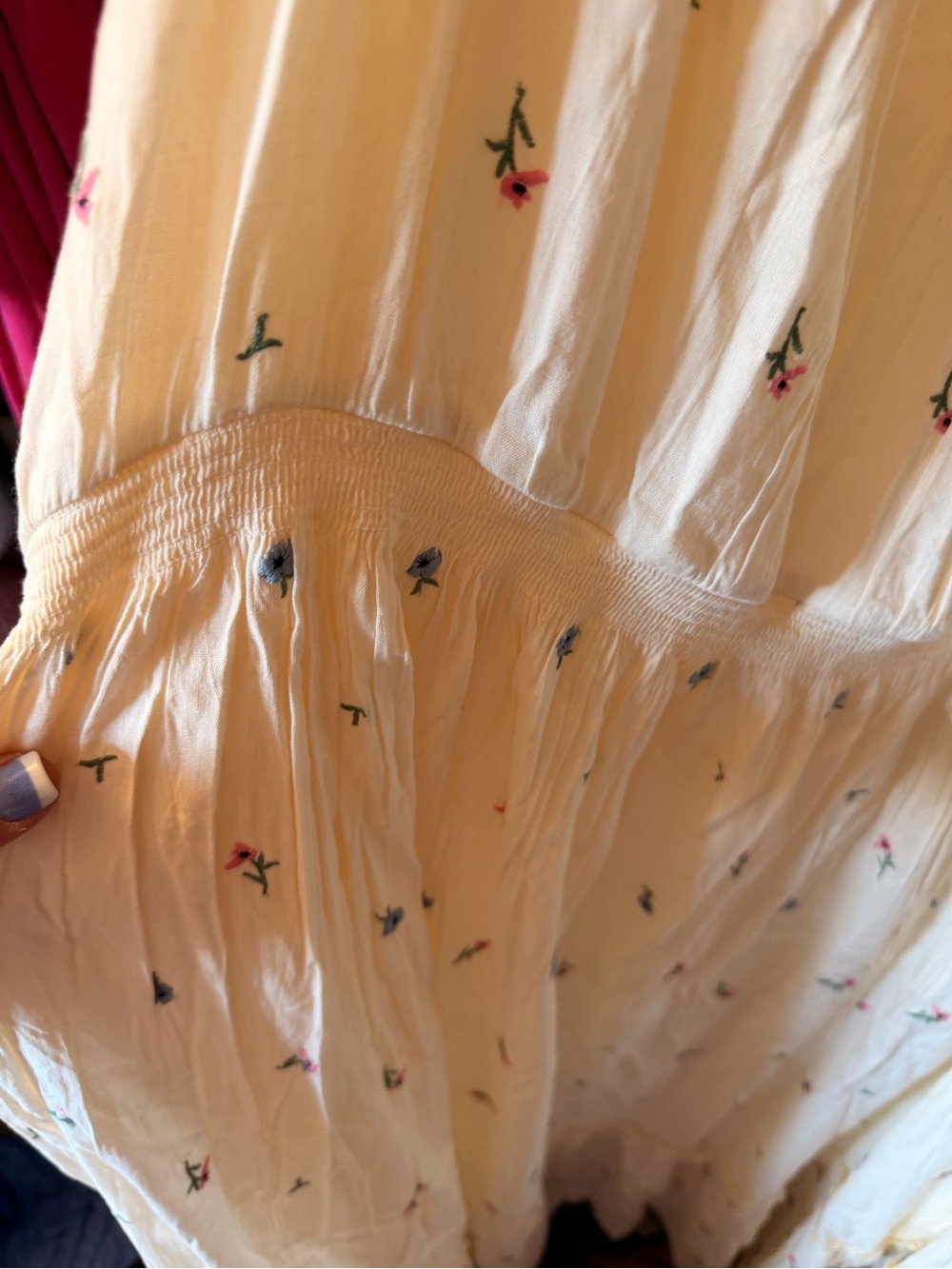 NWOT Old Navy Cream Sundress with Pink & Blue Embroidery - Picture 4 of 8